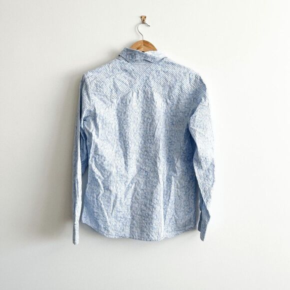 Brooks & Dunn Collection Womens Panhandle Slim Snap Up Stripes Blue White Large - Picture 2 of 9